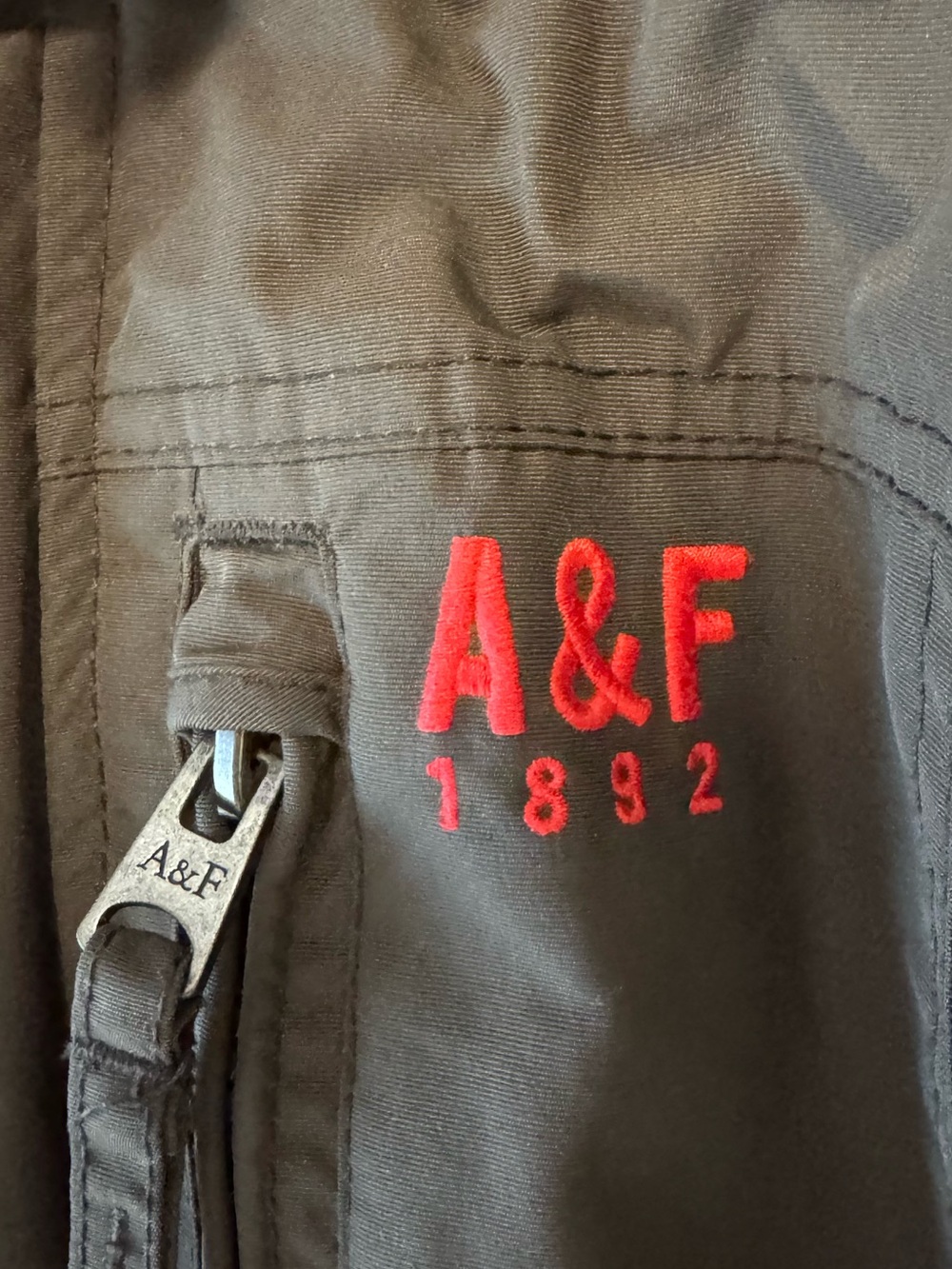 Abercrombie & Fitch Black Bomber Jacket with Red Embroidery